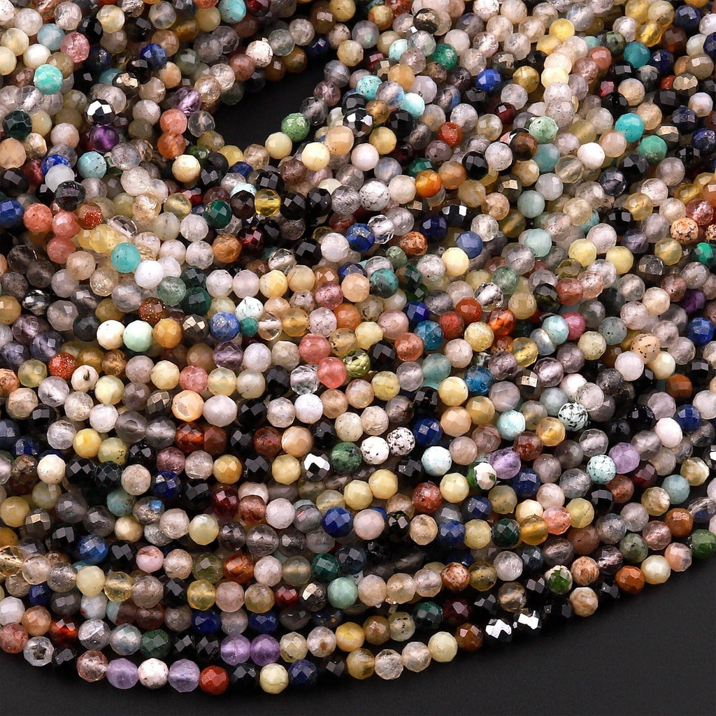  BEADIA Faceted Mix Colored Stone Round Loose Semi