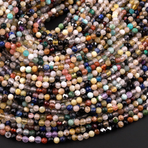 Faceted Multicolor Mixed Gemstone Round Gemstone Beads