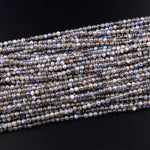 Flashy Micro Faceted Natural Labradorite 4mm Round Beads 15.5" Strand