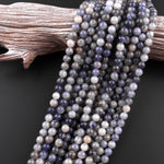 Natural Iolite 6mm 8mm 10mm Round Beads Real Purple Blue Gemstone 15.5" Strand