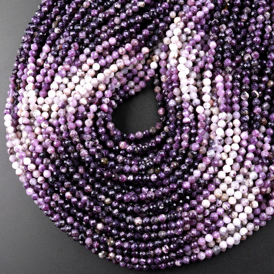 Natural Purple Opal Faceted 4mm Round Beads Diamond Cut Gemstone 15.5" Strand