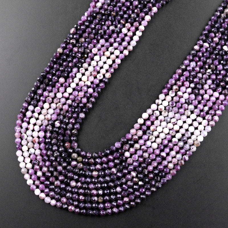  HZLXF1 Faceted Round Purple Beads for Jewelry Making