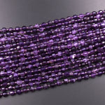 AAA Natural Purple Amethyst 6mm Beads Faceted Energy Prism Double Point Cut 15.5" Strand