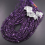 AAA Natural Purple Amethyst 6mm Beads Faceted Energy Prism Double Point Cut 15.5" Strand