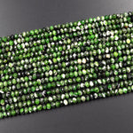 Real Genuine Natural Green Chrome Diopside Faceted 4mm Rondelle Gemstone Beads 15.5" Strand