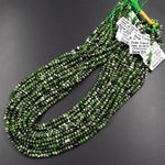 Real Genuine Natural Green Chrome Diopside Faceted 4mm Rondelle Gemstone Beads 15.5" Strand