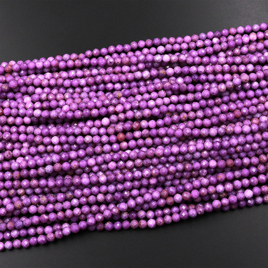 AAA Natural Phosphosiderite 4mm Round Beads Micro Faceted Gemstone 15.5" Strand