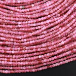 Natural Pink Tourmaline Faceted 2mm 3mm Cube Square Dice Beads Gemstone 15.5" Strand