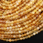 AAA Faceted Natural African Golden Yellow Opal 5mm 6mm Round Beads Extra Gemmy 15.5" Strand