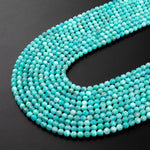Faceted Natural Peruvian Amazonite 3mm 4mm Beads Faceted Energy Prism Double Terminated Points 15.5" Strand