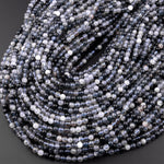 Rare Natural Blue Rutilated Quartz 4mm Round Beads From Madagascar 15.5" Strand