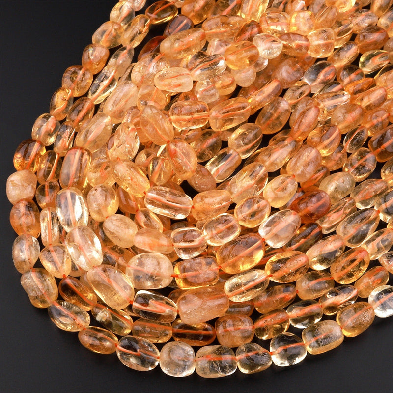 Natural Golden Yellow Citrine Beads High Quality Chunky Pebble Nugget Freeform Irregular Gemstone Beads 15.5" Strand