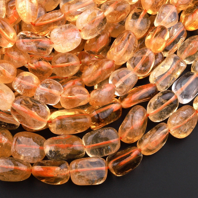 Natural Golden Yellow Citrine Beads High Quality Chunky Pebble Nugget Freeform Irregular Gemstone Beads 15.5" Strand