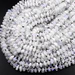 Natural Rainbow Moonstone Beads Freeform Center Drilled Rondelle Disc Organic Cut Nuggets 15.5" Strand