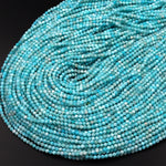 Peruvian Amazonite 2mm Faceted Round Beads Natural Sea Blue Gemstone Micro Laser Diamond Cut 15.5" Strand