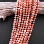 AAA Natural Peach Moonstone 4mm 6mm 8mm 10mm Round Beads 15.5" Strand
