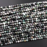 Real Genuine Natural Green Emerald Gemstone Faceted 4mm Round Beads Laser Diamond Cut Gemstone May Birthstone 15.5" Strand