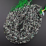 Real Genuine Natural Green Emerald Gemstone Faceted 4mm Round Beads Laser Diamond Cut Gemstone May Birthstone 15.5" Strand