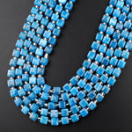 Natural Blue Apatite Faceted 8mm Cube Beads Gemstone Dice 15.5" Strand