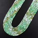 Natural Chrysoprase Faceted 2mm 3mm Cube Square Dice Beads Gemstone 15.5" Strand