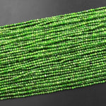 Real Genuine Natural Green Chrome Diopside Faceted 2mm Round Gemstone Beads 15.5" Strand