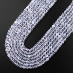 Natural White Topaz Faceted 4mm Cube Square Dice Beads Gemstone 15.5" Strand