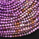 Natural Phosphosiderite 4mm 5mm Round Beads Multicolor Lilac Purple Micro Faceted Gemstone 15.5" Strand