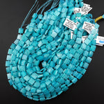 Natural Blue Peruvian Amazonite Faceted Cushion Square Beads 10mm 15.5" Strand