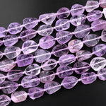 Natural Amethyst Beads Freeform Center Side Drilled Teardrop Oval Druzy Crystal Gemstone 15.5" Strand