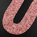 AA Natural Pink Rhodochrosite 4mm Faceted Rondelle Beads Micro Diamond Cut Genuine Red Pink Gemstone 15.5" Strand