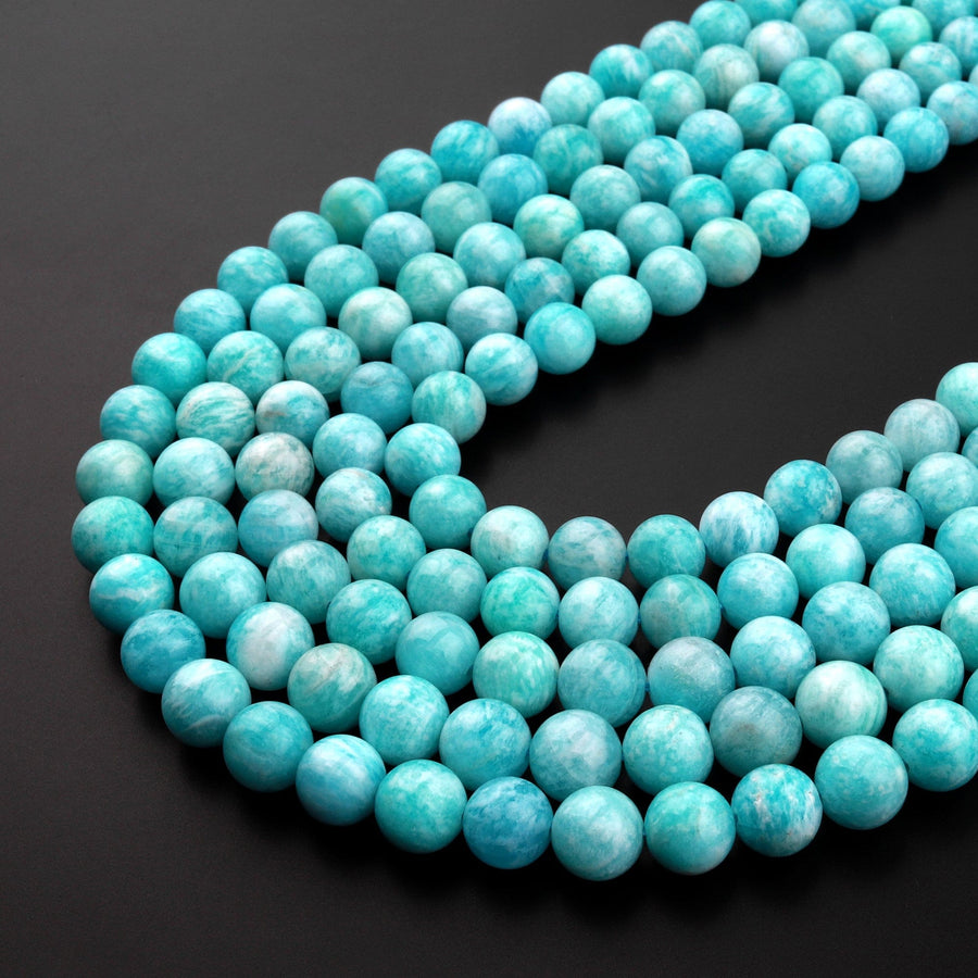 Natural Peruvian Amazonite Beads 6mm 8mm 10mm Round Beads Sea Blue Gemstone Beads 15.5" Strand