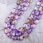 AAA Natural Ametrine Oval Nugget Beads Rounded Rectangle 15.5" Strand