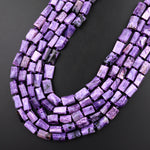 Natural Charoite Tube Beads Purple Russian Gemstone 15.5" Strand