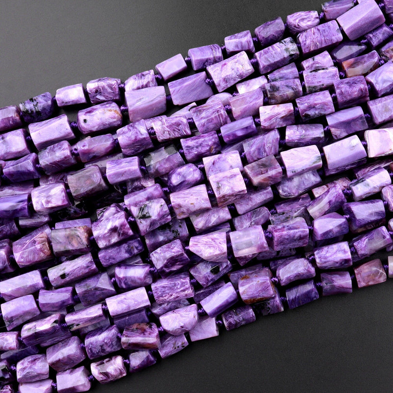 Natural Charoite Tube Beads Purple Russian Gemstone 15.5" Strand