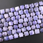 Raw Natural Tanzanite Faceted Square Beads Organic Shape Real Genuine Purple Blue Gemstone 15.5" Strand