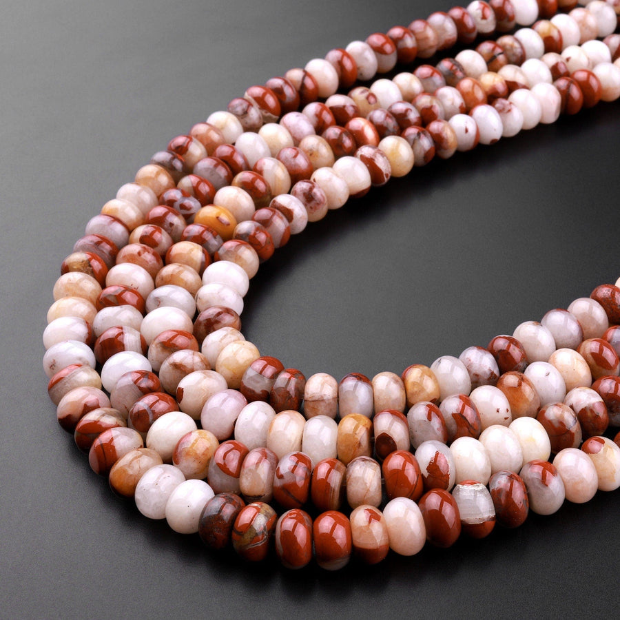 Natural Red Brecciated Jasper 8x5mm Rondelle Beads 15.5" Strand