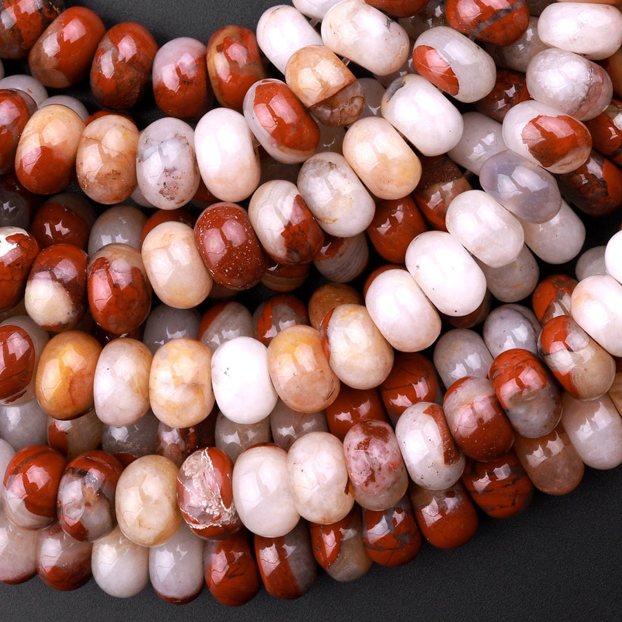 Natural Red Brecciated Jasper 8x5mm Rondelle Beads 15.5" Strand