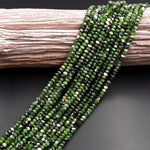 Real Genuine Natural Green Chrome Diopside Faceted 4mm Rondelle Gemstone Beads 15.5" Strand