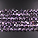 Natural Purple Amethyst Faceted 8mm Rounded Teardrop Briolette Beads Super Clear Gemstone 15.5" Strand