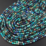 Natural Chrysocolla Azurite Faceted 4mm 5mm Cube Dice Square Beads Micro Faceted Laser Diamond Cut 15.5" Strand