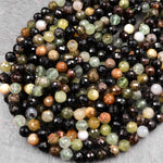 Faceted Natural Green Garnet Round Beads 8mm Gemstone 15.5" Strand