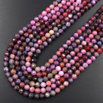 Genuine Natural Mauve Purple Pink Ruby Gemstone Faceted 6mm Round Beads 15.5" Strand
