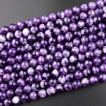 Natural Cape Amethyst Beads 6mm 8mm 10mm 12mm Round Beads White Stripes 15.5" Strand