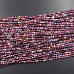 Natural Multicolor Sapphire Faceted 3mm Round Beads Red Pink Blue Purple Gemstone 15.5" Strand