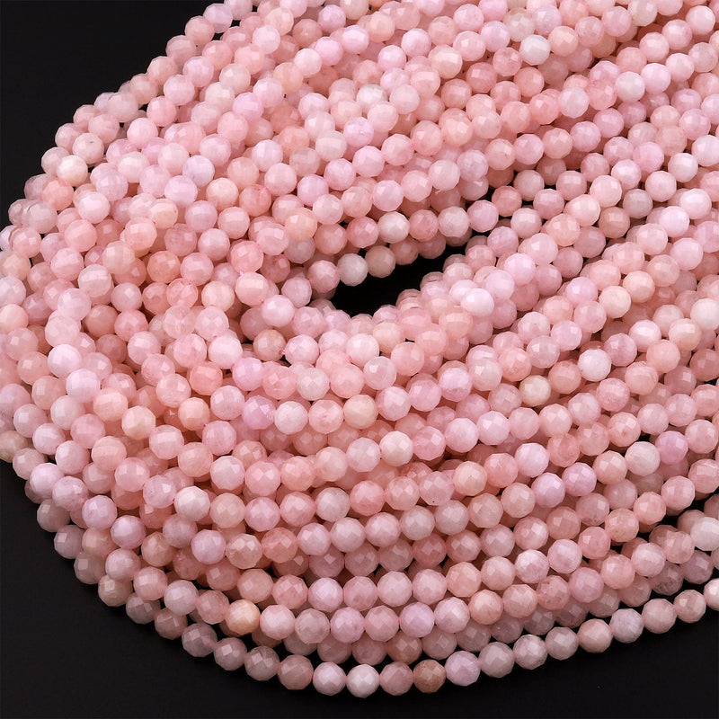 AAA Faceted Pink Morganite 6mm Round Beads Natural Aquamarine Beryl Gemstone 15.5" Strand