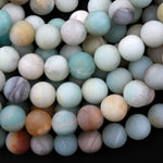 Matte Natural Amazonite Round Beads 4mm 6mm 8mm 10mm 15.5" Strand