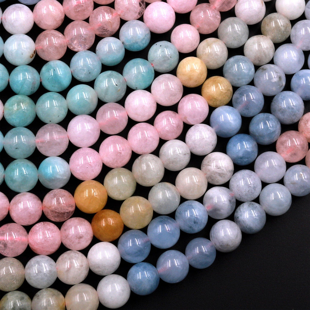 Mixed Gemstone Aquamarine Morganite Peruvian Amazonite 6mm Round Beads 15.5" Strand