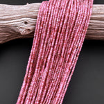 Natural Pink Tourmaline Faceted 2mm 3mm Cube Square Dice Beads Gemstone 15.5" Strand