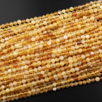 AAA Faceted Natural African Golden Yellow Opal 5mm 6mm Round Beads Extra Gemmy 15.5" Strand