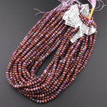 Real Genuine Natural Purple Brown Ruby Gemstone Faceted 4mm 6mm Rondelle Beads 15.5" Strand